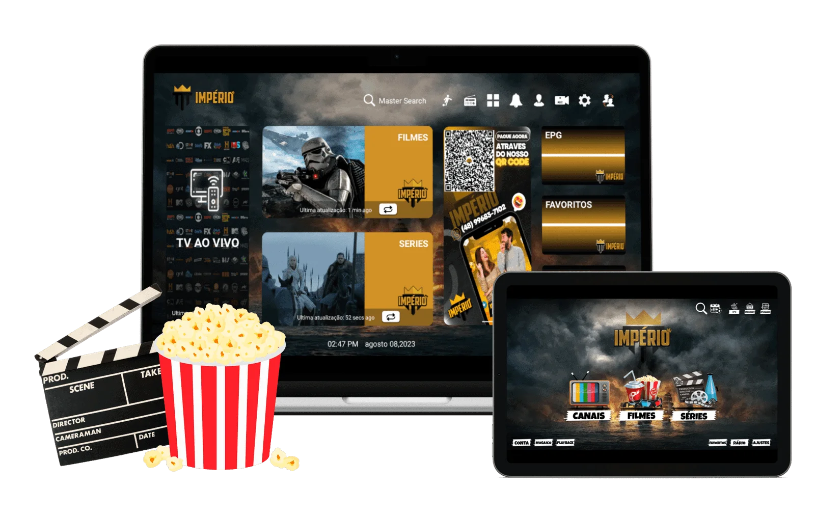 Teste IPTV 12 horas em múltiplos dispositivos - celular, tablet e Smart TV simultaneamente